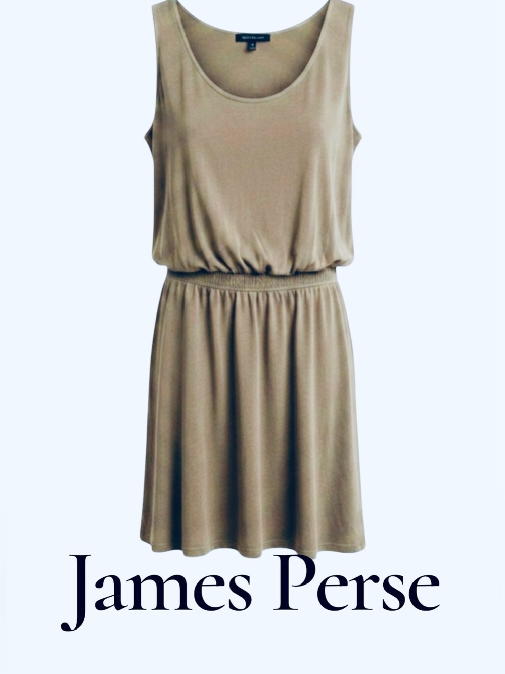 James Perse Olive Sleeveless Scoop-Neck Elastic-Waist Cotton Dress